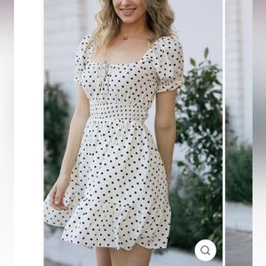 NWOT Morning Lavender Nadine Polka Dot Milkmaid Dress